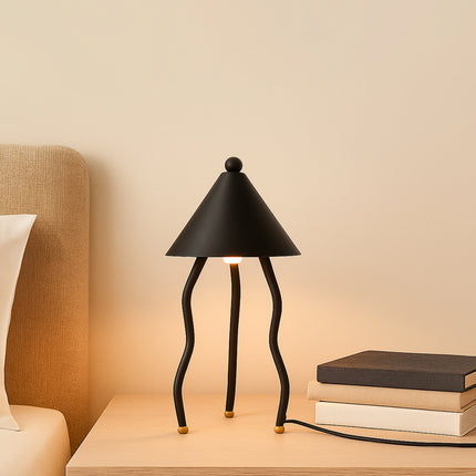 Table Lamp Modern Decorative Metal Bedside Light with Fabric Shade for Bedroom Living Room Study Table Home Office Accent Lighting