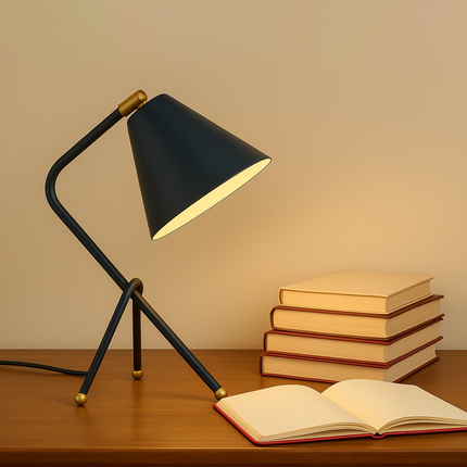 Table Tripod Lamp Minimalist Black Iron Study Lamp Nordic Modern Bedside Lighting Handmade Metal Table Lamp for Home Office Living Room