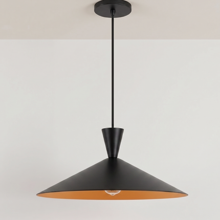Hanging Light – Modern Matte Black Cone Hanging Light | Minimal Scandinavian Ceiling Light for Dining Room, Kitchen and Café Decor