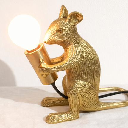 Table Lamp – Luxury Gold Mouse Table Lamp with Decorative Exposed Bulb Design | Creative Accent Lighting for Bedroom and Living Room Decor