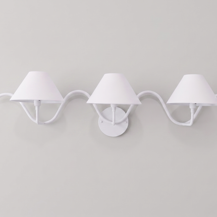 Wall Light – Minimalist White Three Light Wall Sconce, Modern Curved Designer Fixture for Luxury Contemporary Interiors