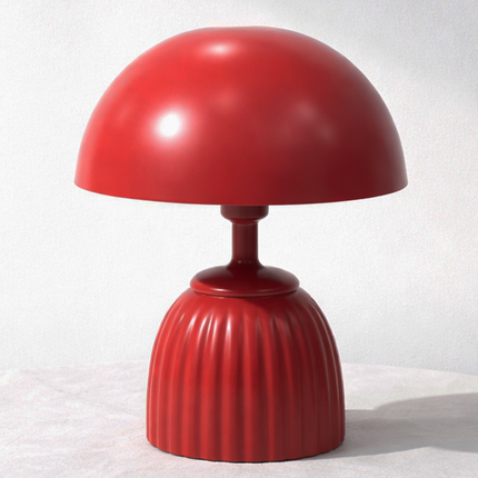 Table Lamp – Modern Coral Mushroom Dome Table Lamp with Sculpted Fluted Base | Retro Minimal Bedside Lighting for Contemporary Home Decor