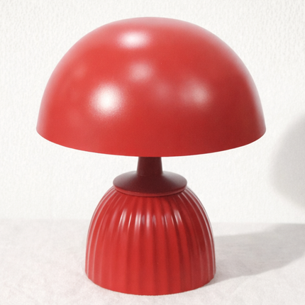 Table Lamp – Modern Coral Mushroom Dome Table Lamp with Sculpted Fluted Base | Retro Minimal Bedside Lighting for Contemporary Home Decor
