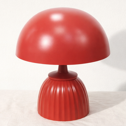 Table Lamp – Modern Coral Mushroom Dome Table Lamp with Sculpted Fluted Base | Retro Minimal Bedside Lighting for Contemporary Home Decor
