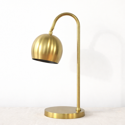 Table Lamp – Modern Gold Metal Reading Table Lamp with Adjustable Dome Shade | Minimal Desk and Study Accent Lighting