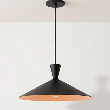 Hanging Light – Modern Matte Black Cone Hanging Light | Minimal Scandinavian Ceiling Light for Dining Room, Kitchen and Café Decor