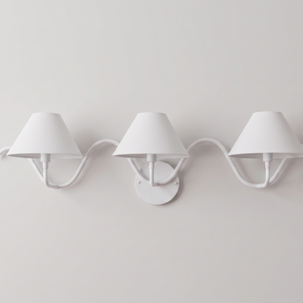 Wall Light – Minimalist White Three Light Wall Sconce, Modern Curved Designer Fixture for Luxury Contemporary Interiors