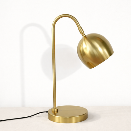 Table Lamp – Modern Gold Metal Reading Table Lamp with Adjustable Dome Shade | Minimal Desk and Study Accent Lighting