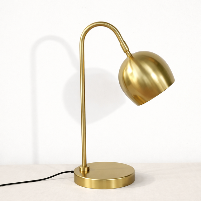 Table Lamp – Modern Gold Metal Reading Table Lamp with Adjustable Dome Shade | Minimal Desk and Study Accent Lighting