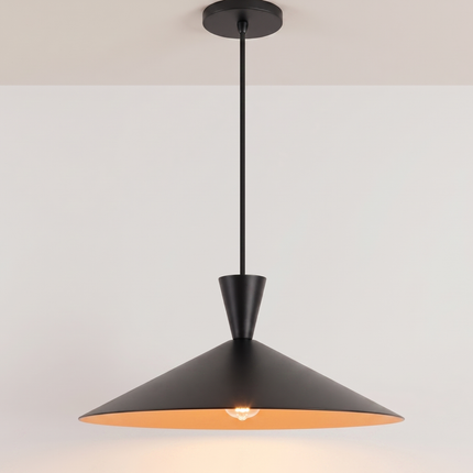 Hanging Light – Modern Matte Black Cone Hanging Light | Minimal Scandinavian Ceiling Light for Dining Room, Kitchen and Café Decor