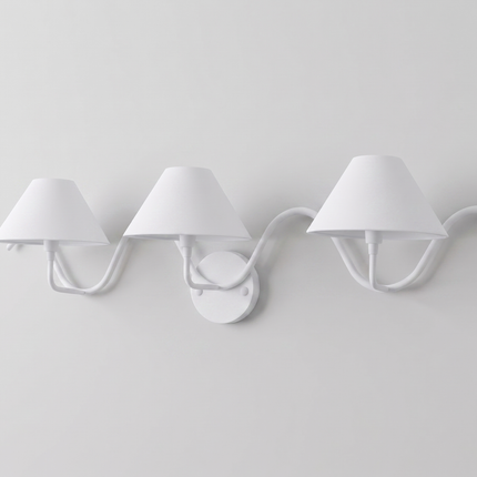 Wall Light – Minimalist White Three Light Wall Sconce, Modern Curved Designer Fixture for Luxury Contemporary Interiors