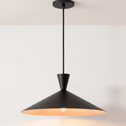 Hanging Light – Modern Matte Black Cone Hanging Light | Minimal Scandinavian Ceiling Light for Dining Room, Kitchen and Café Decor