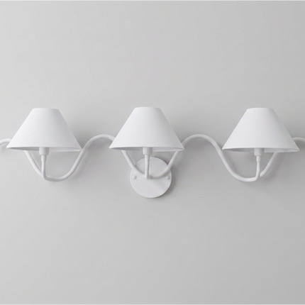 Wall Light – Minimalist White Three Light Wall Sconce, Modern Curved Designer Fixture for Luxury Contemporary Interiors