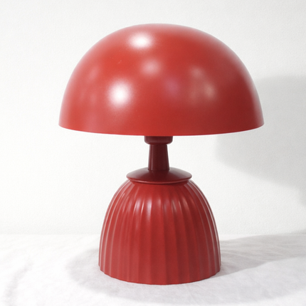 Table Lamp – Modern Coral Mushroom Dome Table Lamp with Sculpted Fluted Base | Retro Minimal Bedside Lighting for Contemporary Home Decor