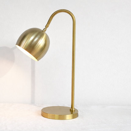 Table Lamp – Modern Gold Metal Reading Table Lamp with Adjustable Dome Shade | Minimal Desk and Study Accent Lighting