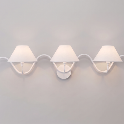 Wall Light – Minimalist White Three Light Wall Sconce, Modern Curved Designer Fixture for Luxury Contemporary Interiors