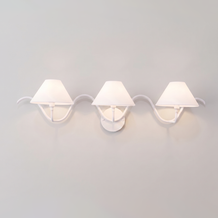 Wall Light – Minimalist White Three Light Wall Sconce, Modern Curved Designer Fixture for Luxury Contemporary Interiors