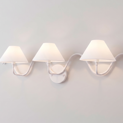 Wall Light – Minimalist White Three Light Wall Sconce, Modern Curved Designer Fixture for Luxury Contemporary Interiors