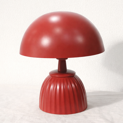 Table Lamp – Modern Coral Mushroom Dome Table Lamp with Sculpted Fluted Base | Retro Minimal Bedside Lighting for Contemporary Home Decor