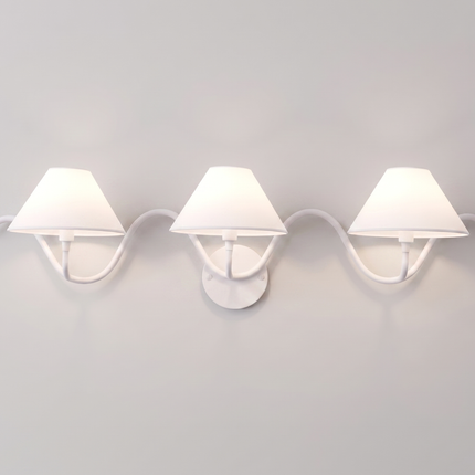 Wall Light – Minimalist White Three Light Wall Sconce, Modern Curved Designer Fixture for Luxury Contemporary Interiors
