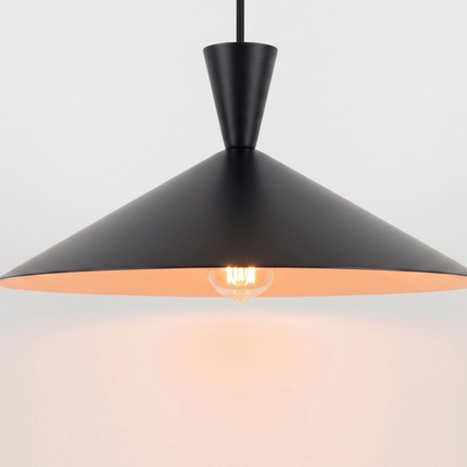 Hanging Light – Modern Matte Black Cone Hanging Light | Minimal Scandinavian Ceiling Light for Dining Room, Kitchen and Café Decor