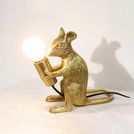 Table Lamp – Luxury Gold Mouse Table Lamp with Decorative Exposed Bulb Design | Creative Accent Lighting for Bedroom and Living Room Decor
