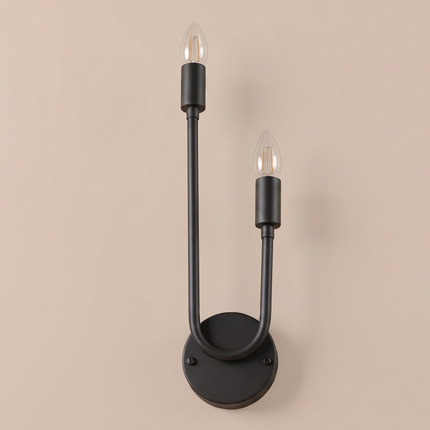 Matte Black Double Wall Sconce, U-Shaped Double Candle Light, Minimalist Hardwired Wall Lamp Bedroom, Living Room, Hallway & Entryway Design