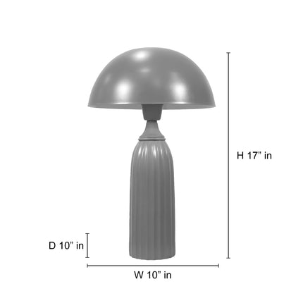 Table Lamp – Bold Modern Red Dome Table Lamp with Elegant Ribbed Column Base | Artistic Mid Century Bedside Lamp for Contemporary Home Decor