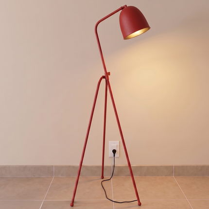 Floor Tripod Lamp Red Metal Standing Light, Modern Floor Lamp for Living Room, Bedroom, Reading Office, Contemporary Tripod Lighting Decor