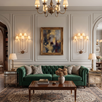 Wall Light Brass antique Multi Light Fixture, Five Arm Wall Lamp with White Fabric Shades, Elegant Nordic Lighting for Living Room & Hallway