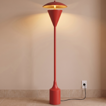 Floor Lamp Red Modern, Contemporary Standing Light for Living Room Decor, Sculptural Minimalist Lighting, Designer Statement Home Accent