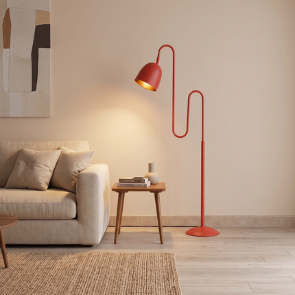 Floor Lamp with Modern Sculptural Standing Light,Bold Red Statement Lamp, Artistic Reading Lamp for Living Room Bedroom Decor home Item