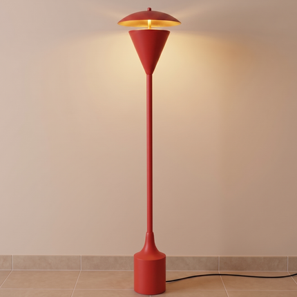 Floor Lamp Red Modern, Contemporary Standing Light for Living Room Decor, Sculptural Minimalist Lighting, Designer Statement Home Accent