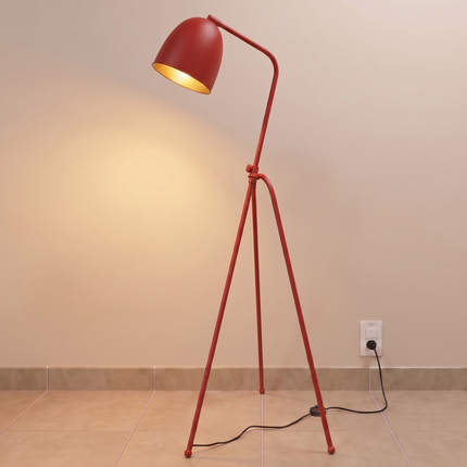 Floor Tripod Lamp Red Metal Standing Light, Modern Floor Lamp for Living Room, Bedroom, Reading Office, Contemporary Tripod Lighting Decor
