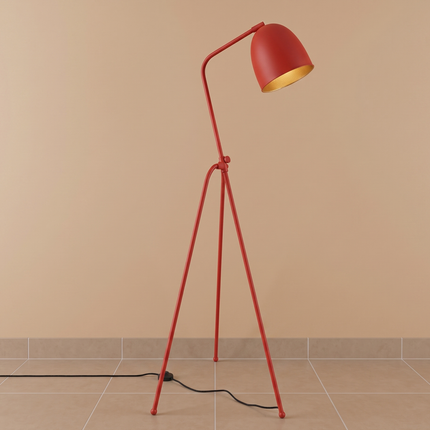 Floor Tripod Lamp Red Metal Standing Light, Modern Floor Lamp for Living Room, Bedroom, Reading Office, Contemporary Tripod Lighting Decor