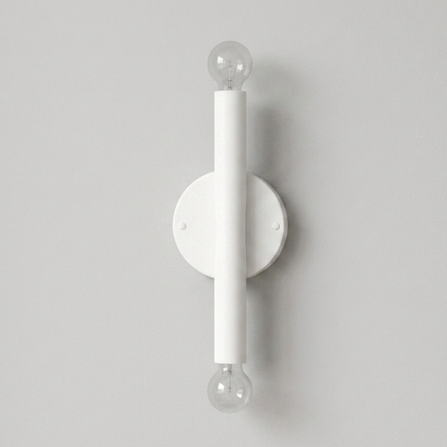 Wall Light Matte White Contemporary Cylinder Sconce, Elegant Scandinavian Double Globe Wall Fixture for Modern Luxury Interiors