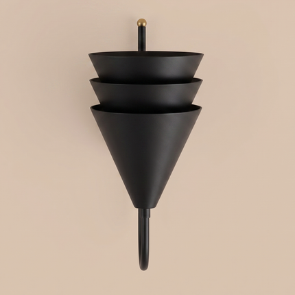 Elegant Matte Black Designer Wall Sconce, Contemporary Cone Shade Lighting Fixture, Modern Luxury Wall Lamp for Interior Home & Cafe Decor.