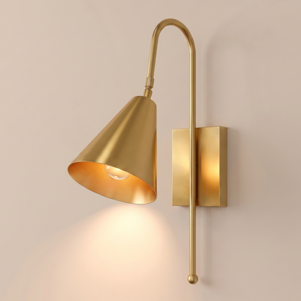 Gold Brass Wall Sconce, Modern Brass Wall Lamp, Gold Sconce Light, Bedroom Lighting, Reading Light, Entryway & Living Room Light Hallway