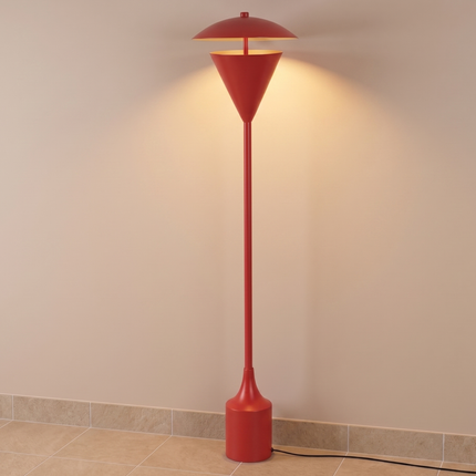 Floor Lamp Red Modern, Contemporary Standing Light for Living Room Decor, Sculptural Minimalist Lighting, Designer Statement Home Accent