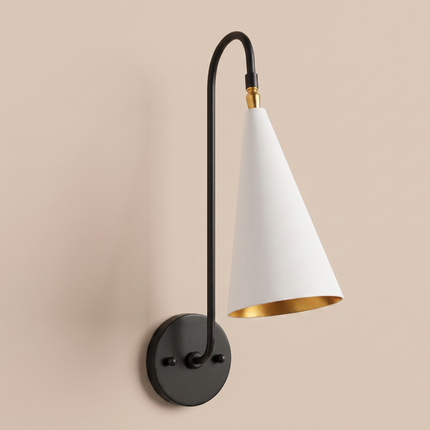 Wall Light White Modern Cone Wall Sconce, Luxury Minimalist Bedroom Bedside Lamp, Scandinavian Home Lighting Fixture , Living Room, Hallway