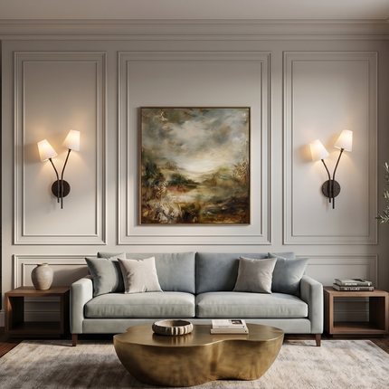 Matte Black 2 Light Wall Sconce, Double Arm Wall Lamp with White Fabric Shades, Modern Bedroom Lighting Contemporary Wall Light Elegant Home
