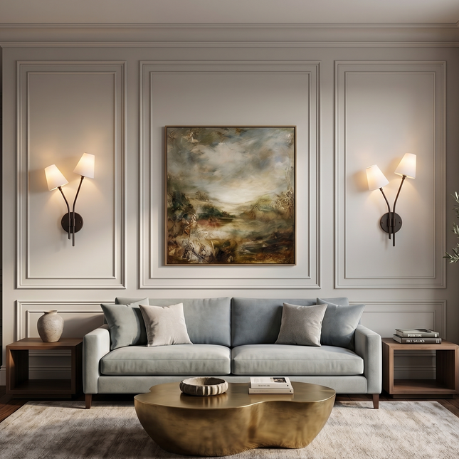 Matte Black 2 Light Wall Sconce, Double Arm Wall Lamp with White Fabric Shades, Modern Bedroom Lighting Contemporary Wall Light Elegant Home