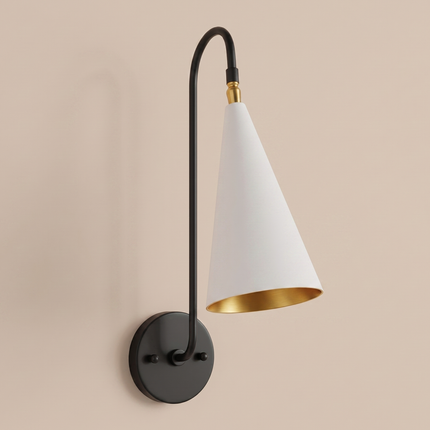 Wall Light White Modern Cone Wall Sconce, Luxury Minimalist Bedroom Bedside Lamp, Scandinavian Home Lighting Fixture , Living Room, Hallway