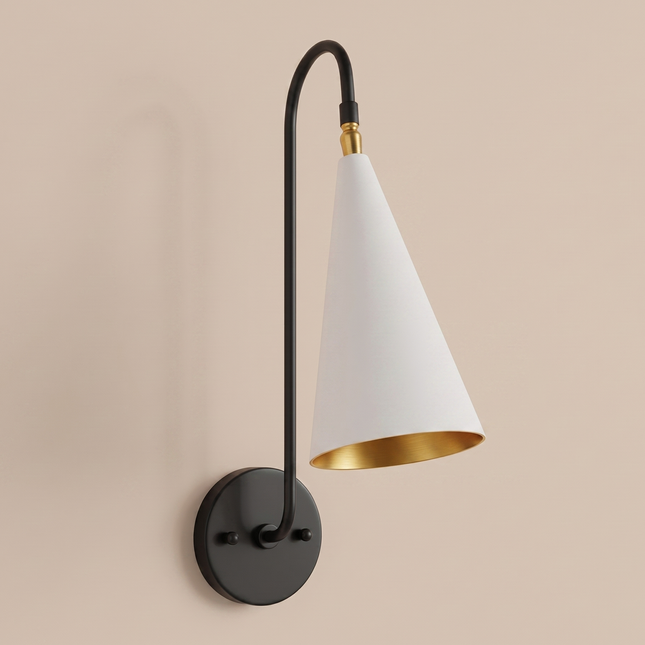 Wall Light White Modern Cone Wall Sconce, Luxury Minimalist Bedroom Bedside Lamp, Scandinavian Home Lighting Fixture , Living Room, Hallway