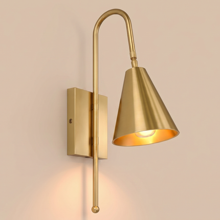 Gold Brass Wall Sconce, Modern Brass Wall Lamp, Gold Sconce Light, Bedroom Lighting, Reading Light, Entryway & Living Room Light Hallway