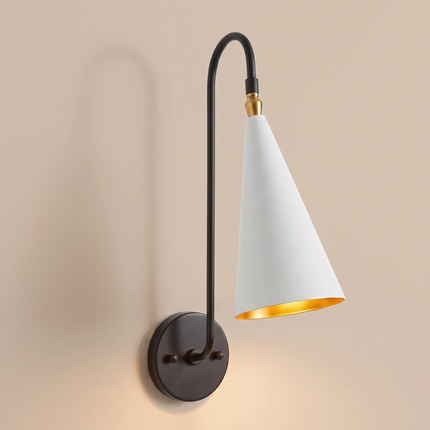 Wall Light White Modern Cone Wall Sconce, Luxury Minimalist Bedroom Bedside Lamp, Scandinavian Home Lighting Fixture , Living Room, Hallway
