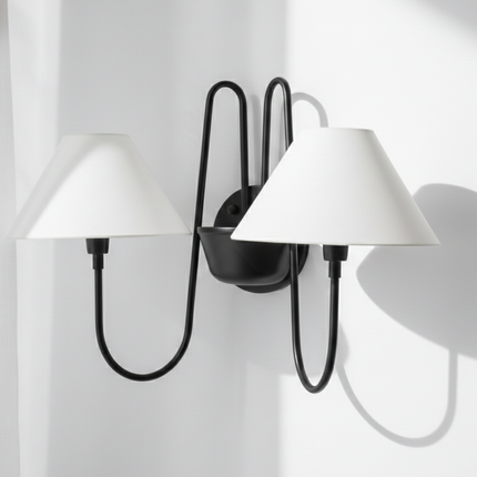 Wall Light Matte Black Contemporary Double Shade Sconce, Premium Modern Wall Fixture for Luxury Hallway, Bedroom & Living Room Ambience