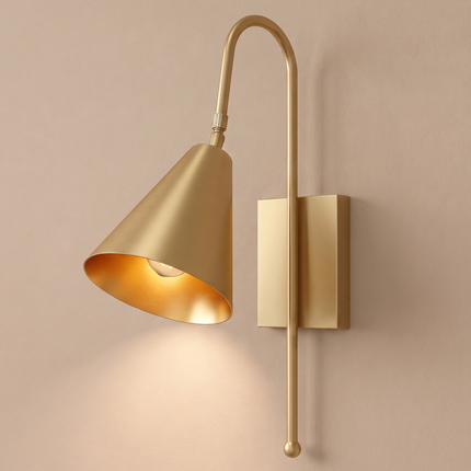 Gold Brass Wall Sconce, Modern Brass Wall Lamp, Gold Sconce Light, Bedroom Lighting, Reading Light, Entryway & Living Room Light Hallway