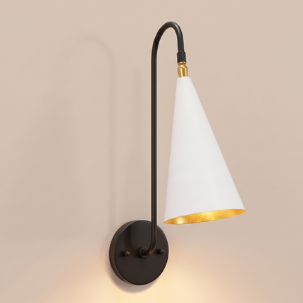Wall Light White Modern Cone Wall Sconce, Luxury Minimalist Bedroom Bedside Lamp, Scandinavian Home Lighting Fixture , Living Room, Hallway