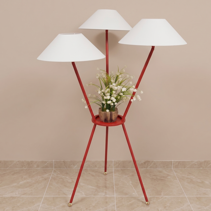 Floor Lamp with 3 Light Stand, Modern Red Standing Lamp for Living Room, Bedroom, Contemporary Display Floor Lighting, Artistic Home Decor